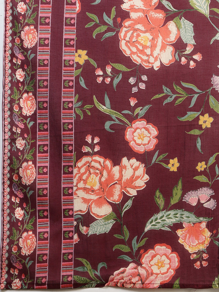 Printed Cotton Blend Kurta With Pant &amp; Dupatta