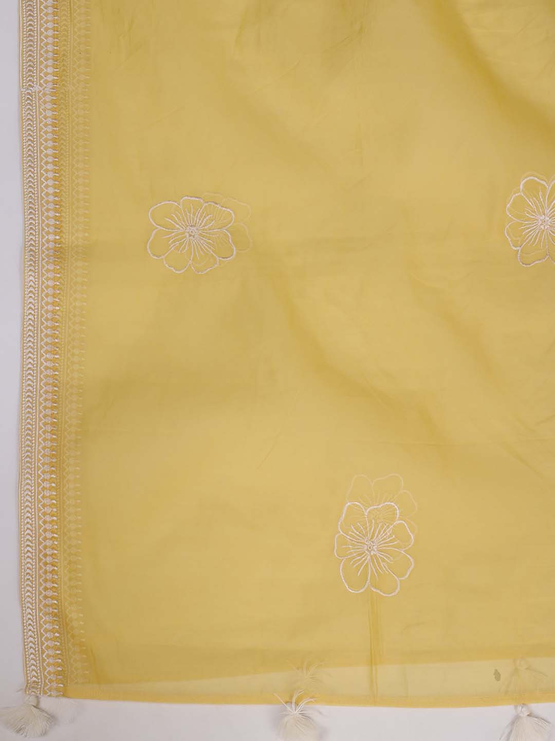 Embroidered Chanderi Kurta With Pant & Dupatta