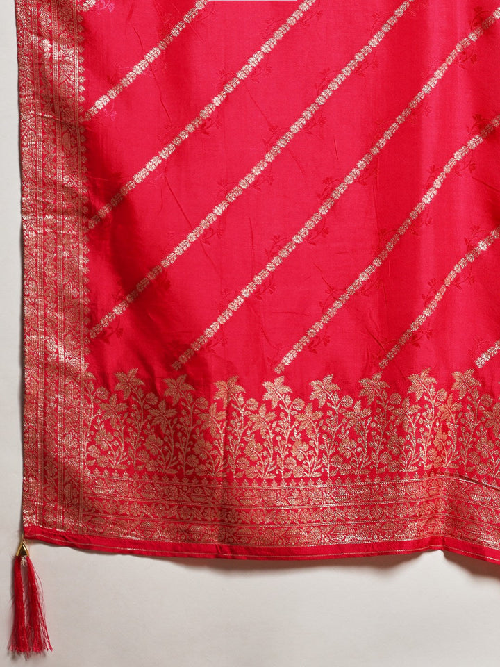 Embroidered Cotton Kurta With Pant &amp; Dupatta