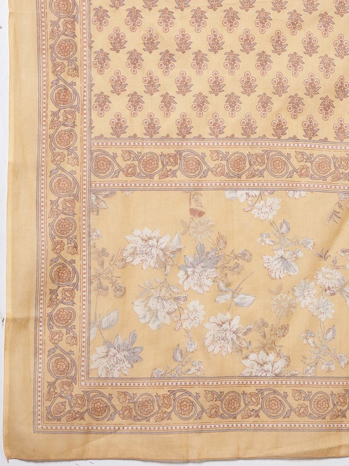 Embroidered Cotton Kurta With Pant &amp; Dupatta
