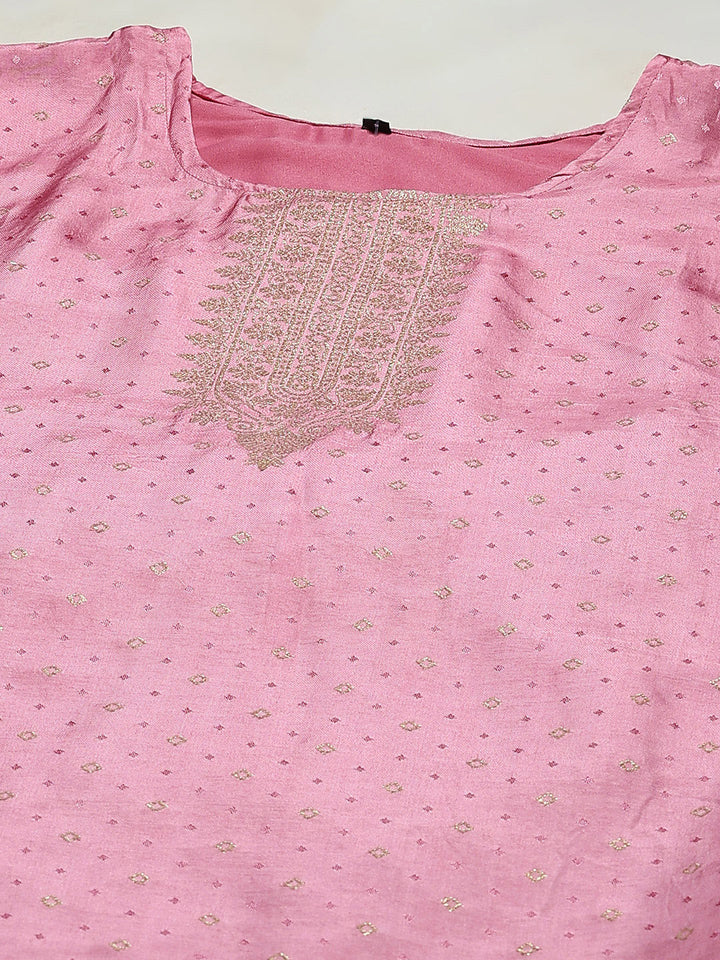 Embroidered Cotton Kurta With Pant &amp; Dupatta