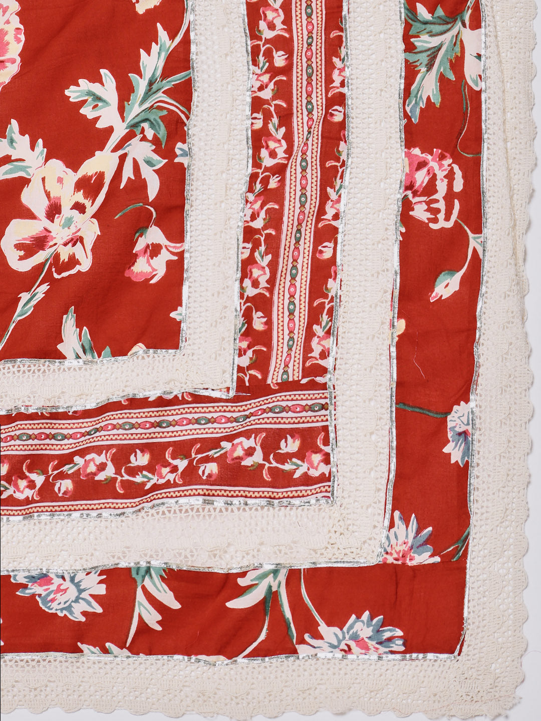 Printed Cotton Blend Kurta With Pants & Dupatta