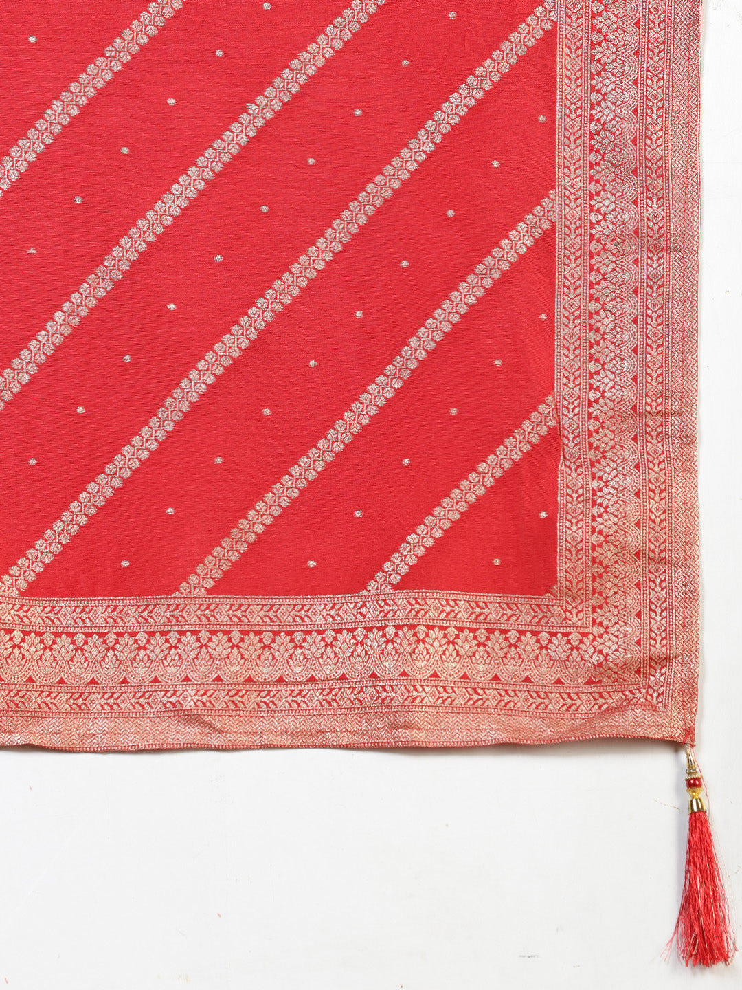 Banarasi Weave Tissue Kurta With Pants & Dupatta