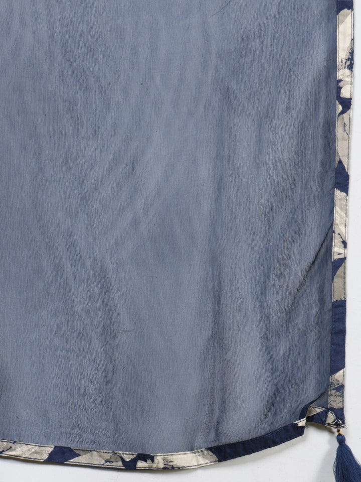 Printed Cotton Blend Kurta With Pants &amp; Dupatta