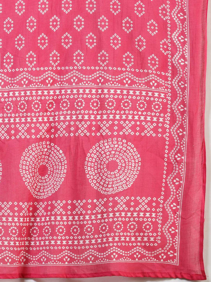 Printed Cotton Blend Kurta With Pants &amp; Dupatta