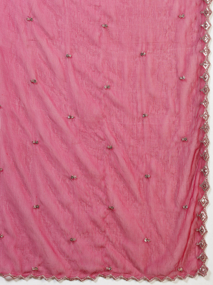 Embroidered Georgette Kurta With Pants &amp; Dupatta