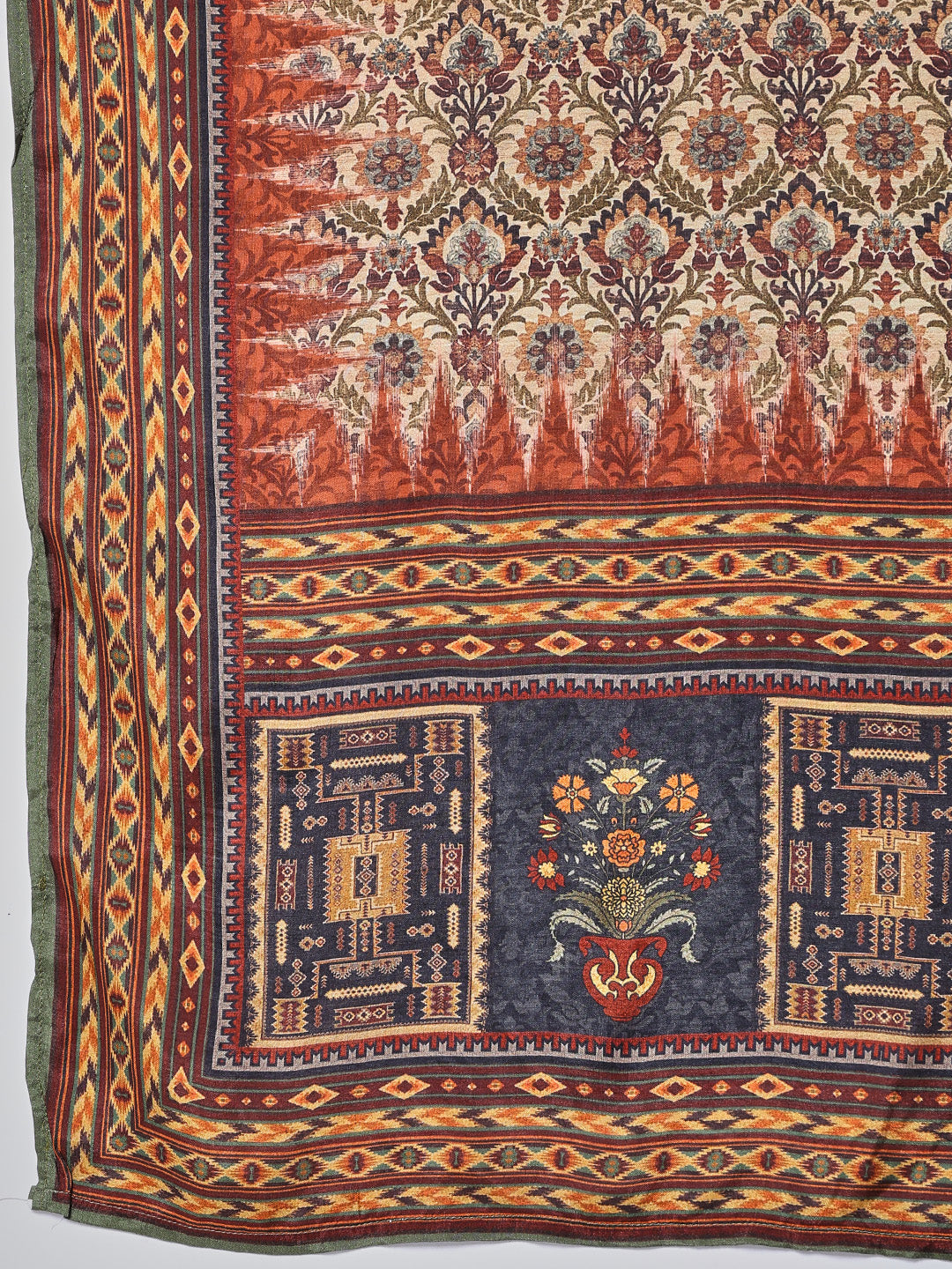 Printed Cotton Blend Kurta With Pants & Dupatta