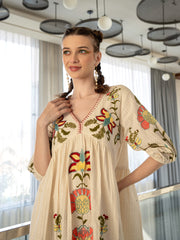 Resham Embroidered Cotton Blend Dress