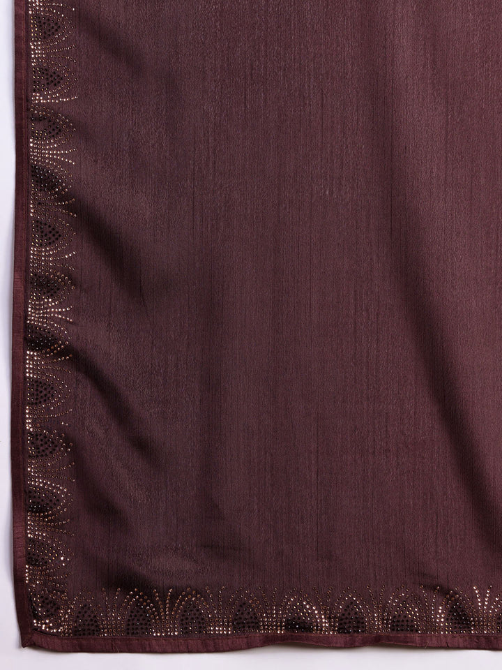Stone Work Border Chinon Saree