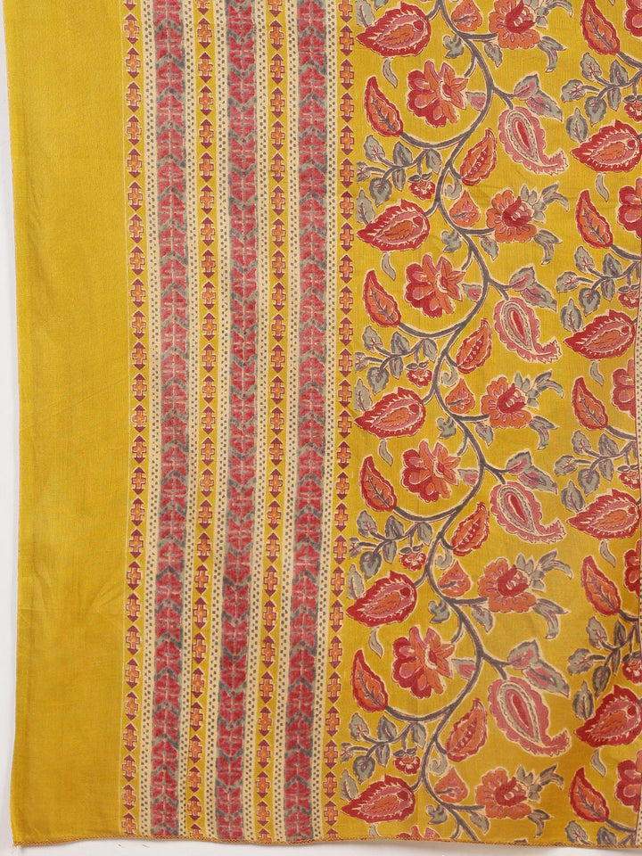 Printed Cotton Blend Kurta With Pant &amp; Dupatta