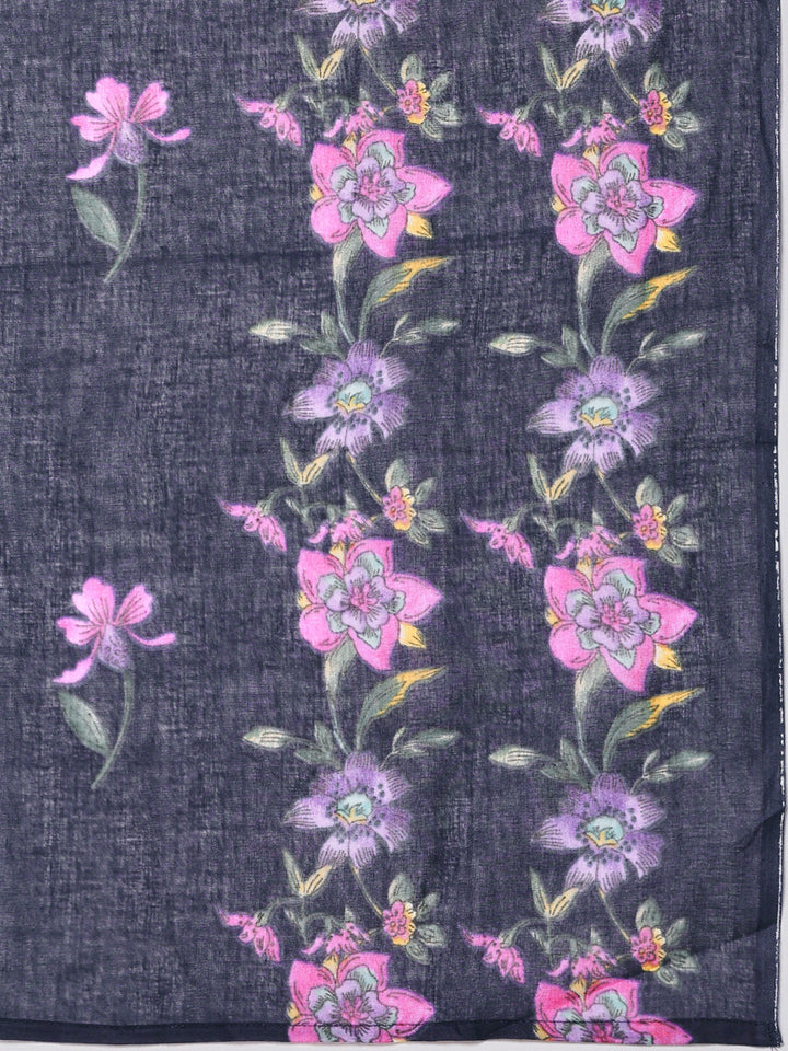 Floral Parinted Cotton Blend Kurta With Pants &amp; Dupatta