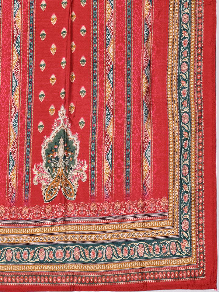 Printed Cotton Blend Kurta With Pants &amp; Dupatta