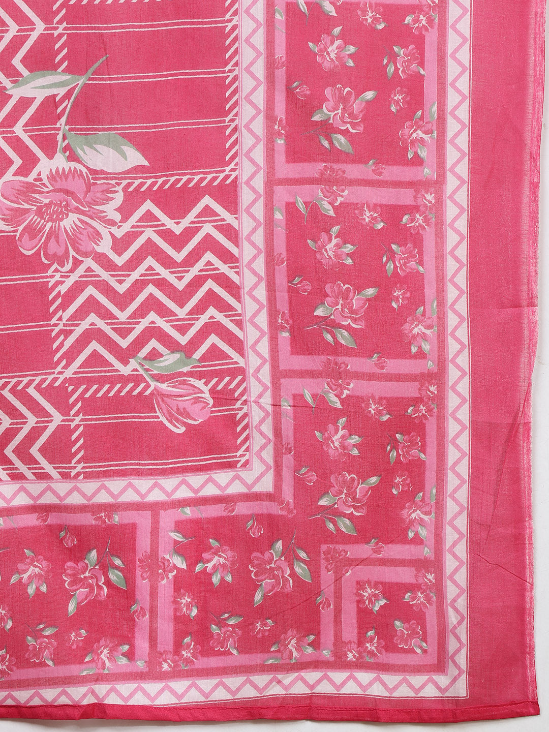 Printed Cotton Blend Kurta With Pants &amp; Dupatta