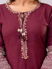 Neck Patti Cotton Kurta With Pants