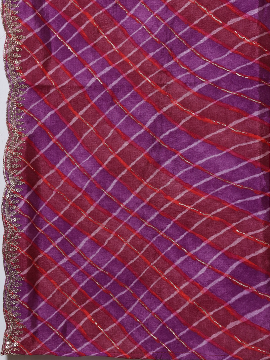 Printed Chanderi Kurta With Pants &amp; Dupatta