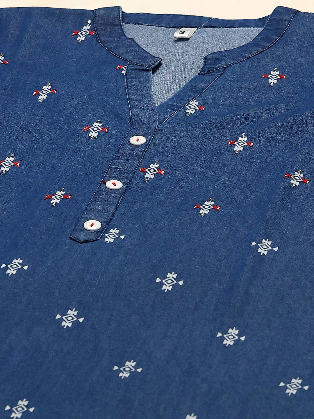 Printed Denim Kurta