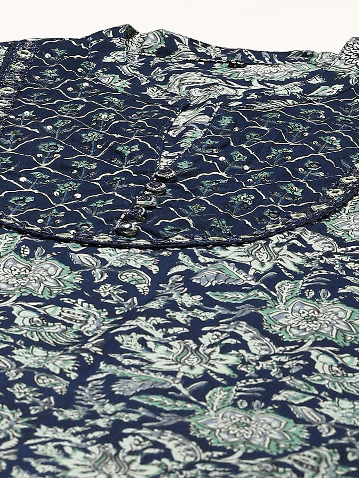 Printed Cotton Blend Kurta With Pant &amp; Dupatta