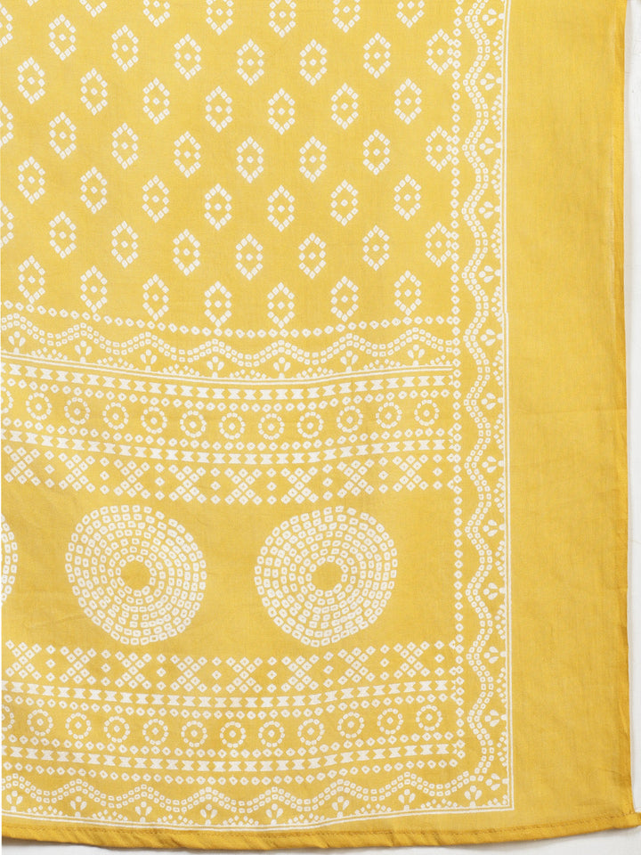 Printed Cotton Blend Kurta With Pants &amp; Dupatta