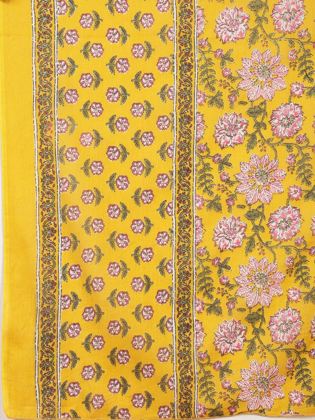 Printed Cotton Blend Kurta With Pant &amp; Dupatta