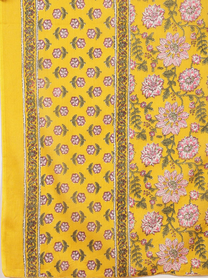 Printed Cotton Blend Kurta With Pant &amp; Dupatta