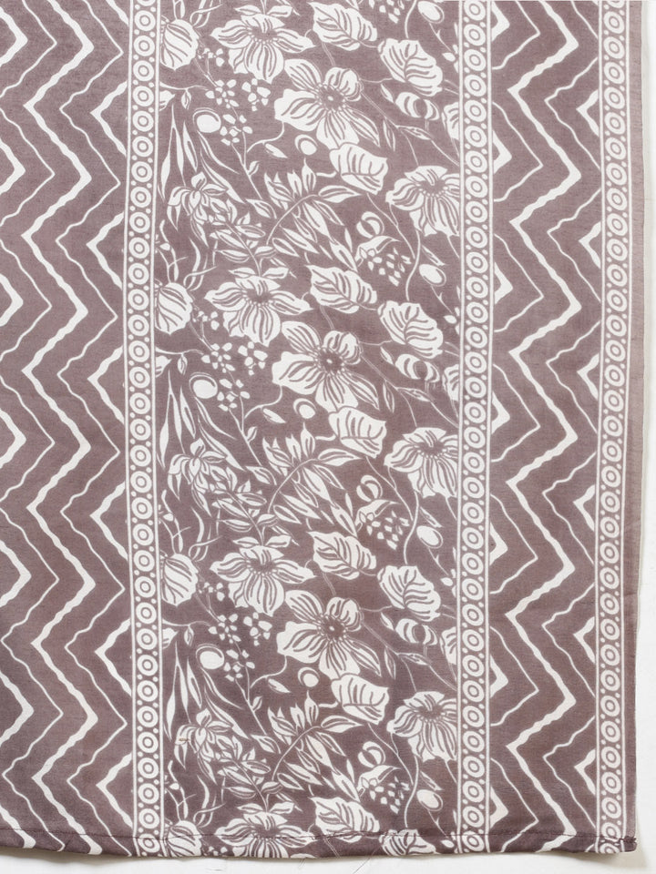 Printed Cotton Blend Kurta With Pants &amp; Dupatta