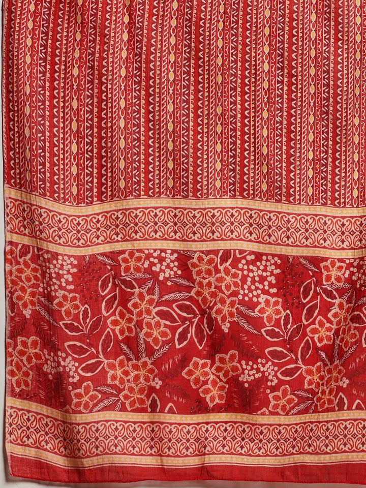 Printed Cotton Kurta With Pant &amp; Dupatta