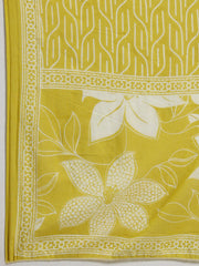 Floral Printed Cotton Blend Kurta With Pants & Dupatta