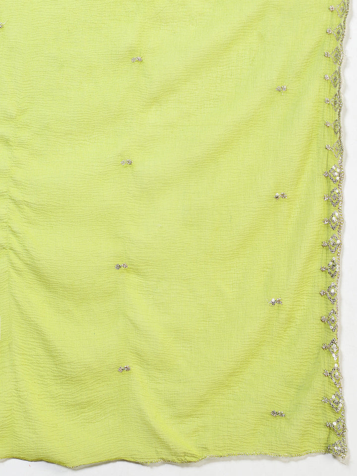 Embroidered Georgette Kurta With Pants &amp; Dupatta