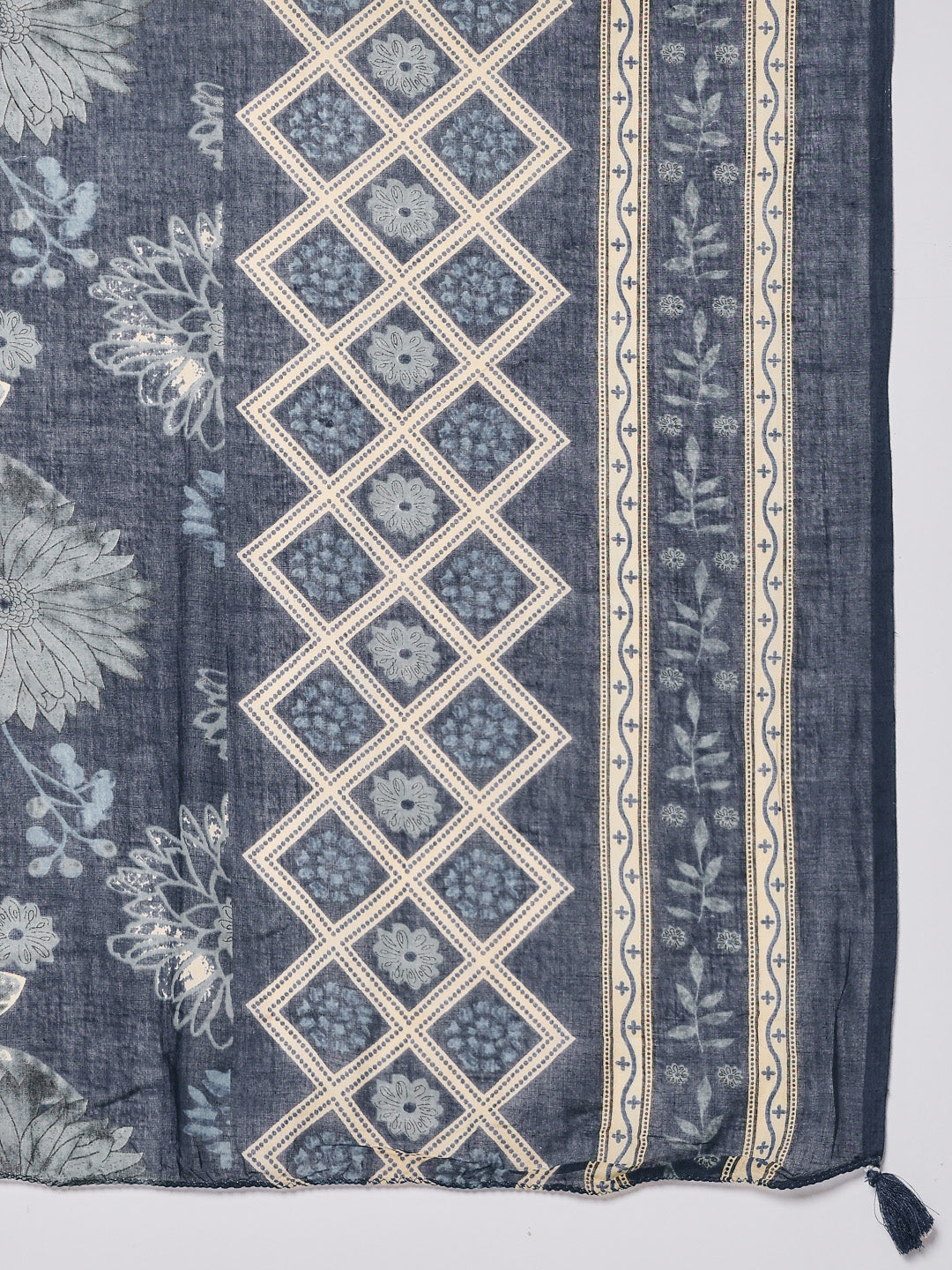 Printed Cotton Blend Kurta With Pants & Dupatta