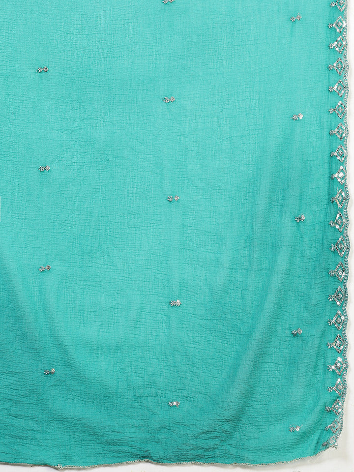 Embroidered Georgette Kurta With Pants &amp; Dupatta