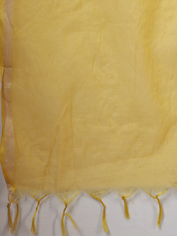 Embroidered Chanderi Kurta With Pant &amp; Dupatta
