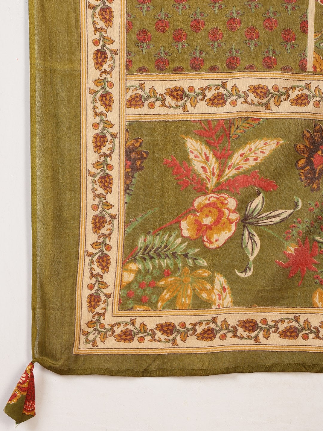 Printed Cotton Blend Kurta With Pant &amp; Dupatta