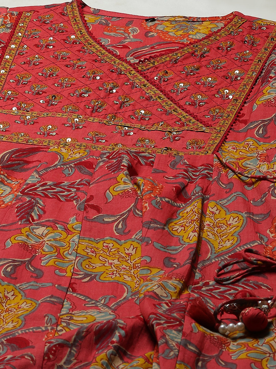Printed Cotton Kurta With Pant &amp; Dupatta