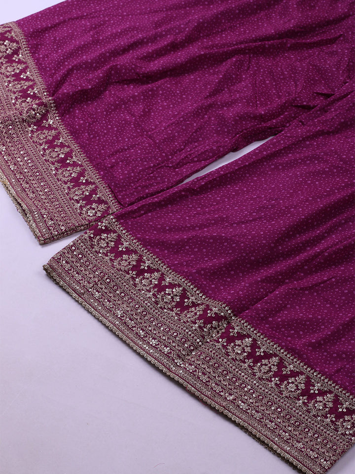Embroidered Art Silk Unstitched Suit With Dupatta