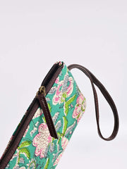 Floral Printed Cotton Handbag With Clutch