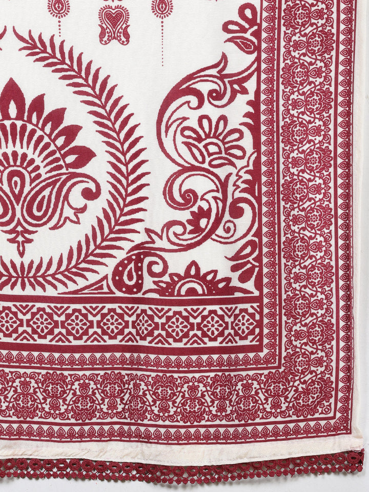 Printed Muslin Kurta With Pants &amp; Dupatta