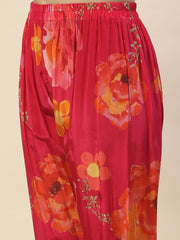 Floral Printed Crepe Kurta With Pants