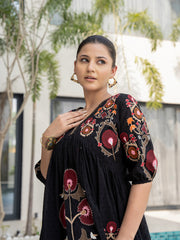 Resham Embroidered Cotton Blend Dress