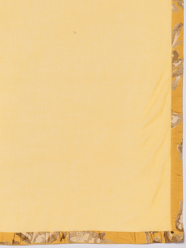 Resham Work Cotton Blend Kurta With Pants &amp; Dupatta