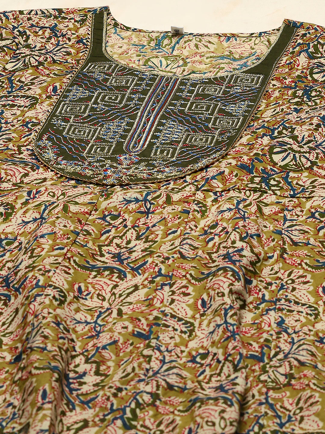 Yoke Embroidered Cotton Blend Kurta