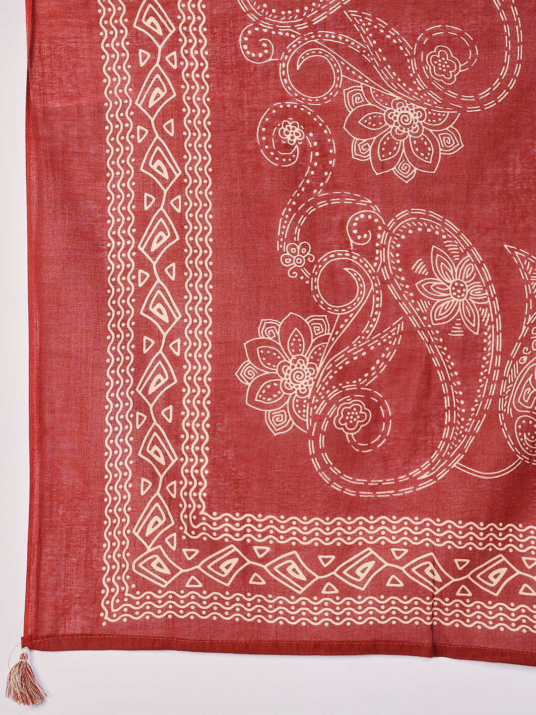 Printed Cotton Blend Kurta With Pants & Dupatta