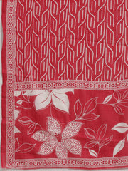 Floral Printed Cotton Blend Kurta With Pants & Dupatta