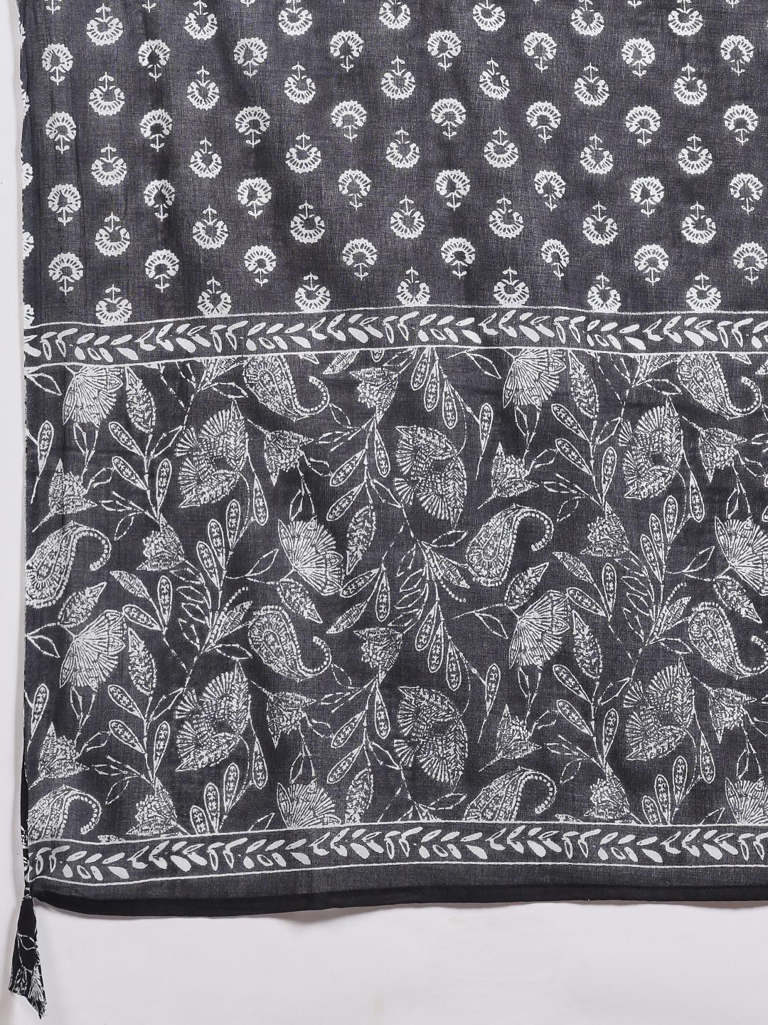 Printed Cotton Kurta With Pant &amp; Dupatta