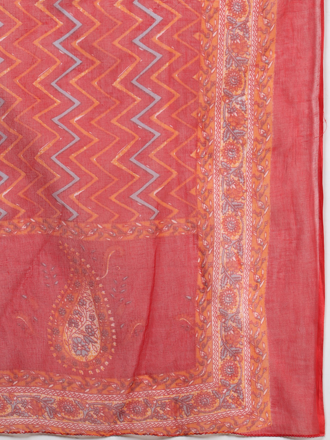 Printed Cotton Blend Kurta With Pants &amp; Dupatta