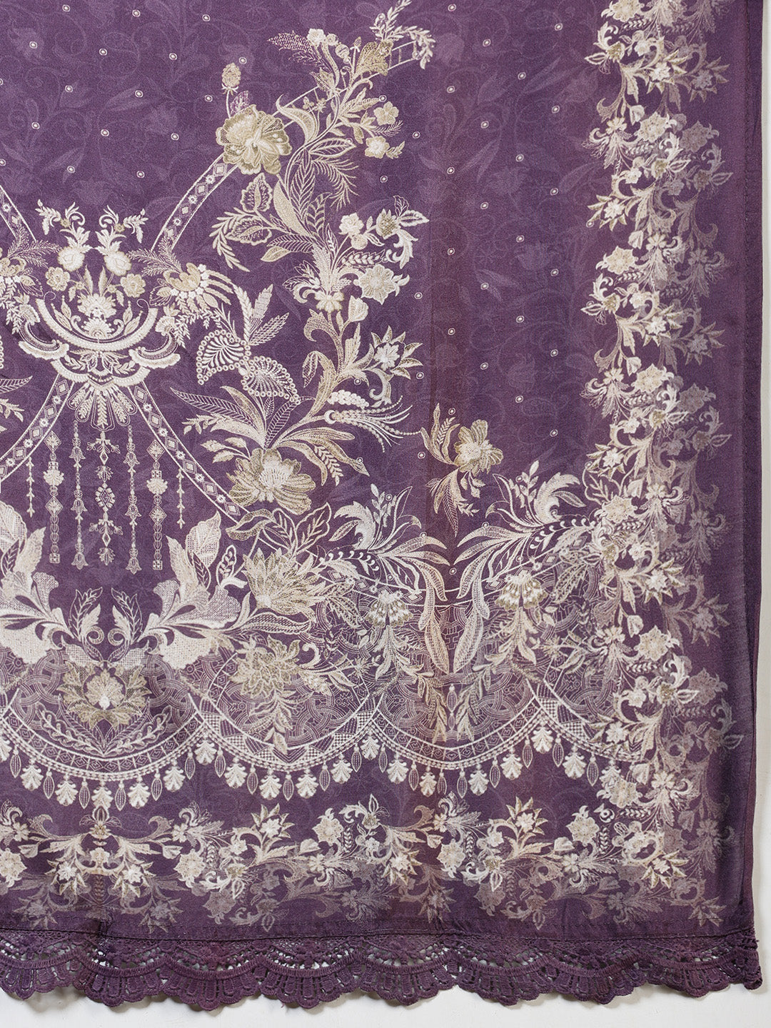 Embroidered Muslin Kurta With Pants & Dupatta
