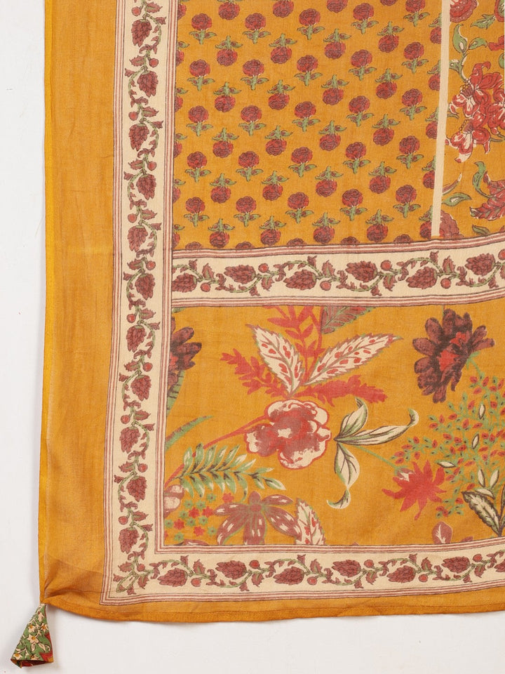 Printed Cotton Blend Kurta With Pant &amp; Dupatta