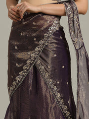 Embroidered Tissue Choli With Lehenga & Dupatta