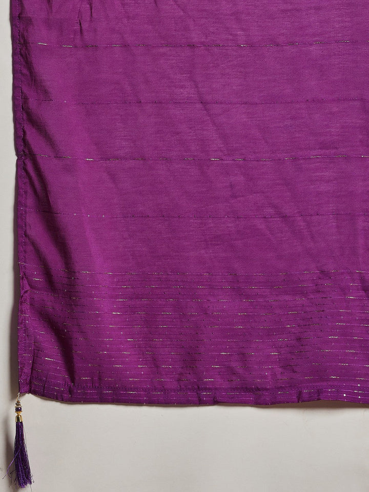 Embroidered Cotton Kurta With Pant &amp; Dupatta