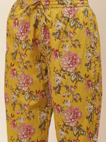 Floral Printed Cotton Kurta With Pants