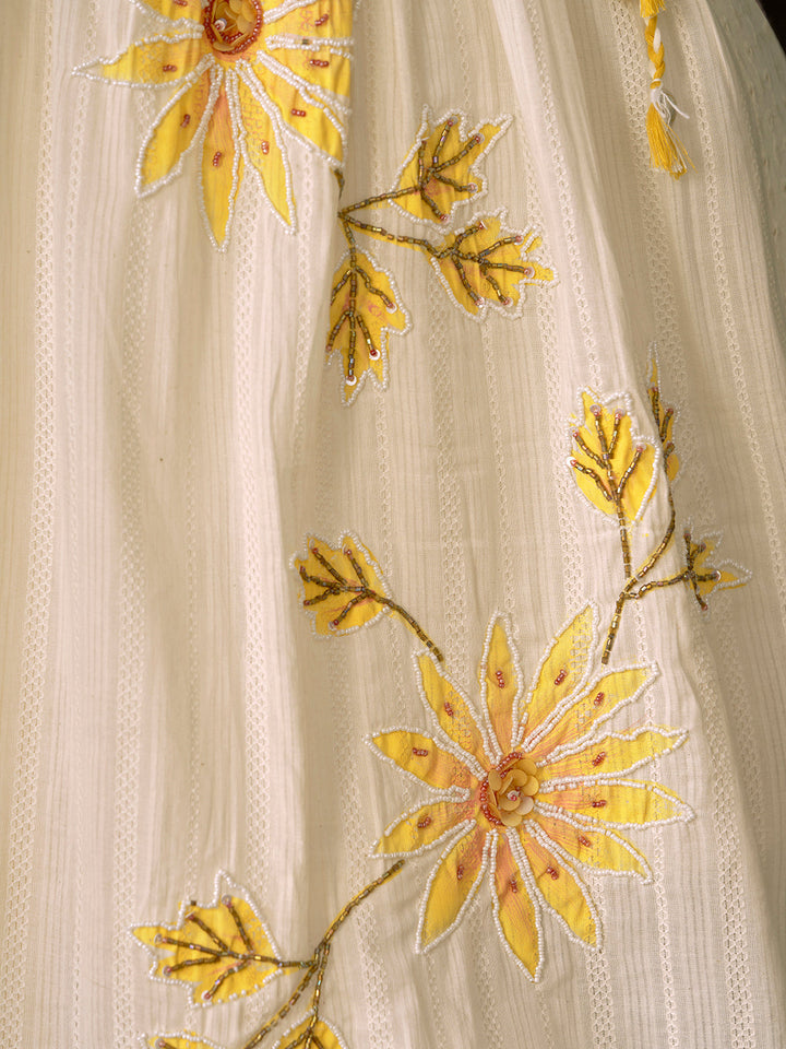Embroidered Cotton Kurta With Pant &amp; Dupatta